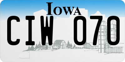 IA license plate CIW070