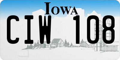 IA license plate CIW108