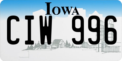 IA license plate CIW996