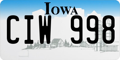 IA license plate CIW998
