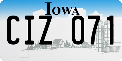IA license plate CIZ071