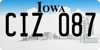 IA license plate CIZ087