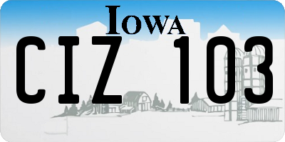 IA license plate CIZ103