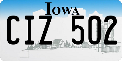 IA license plate CIZ502