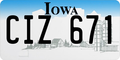 IA license plate CIZ671