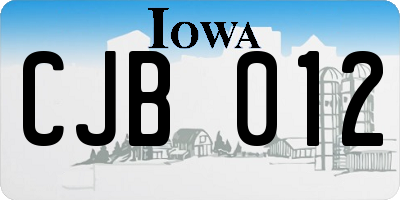IA license plate CJB012