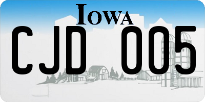 IA license plate CJD005