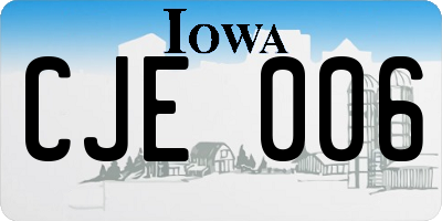 IA license plate CJE006