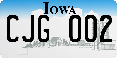 IA license plate CJG002