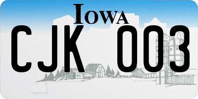 IA license plate CJK003