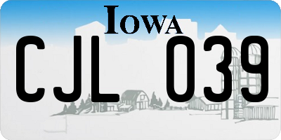 IA license plate CJL039