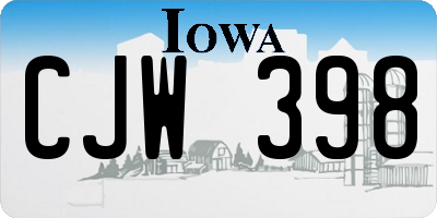 IA license plate CJW398