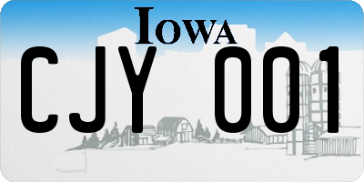 IA license plate CJY001
