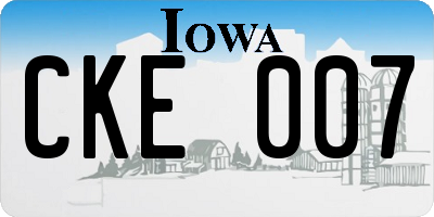 IA license plate CKE007