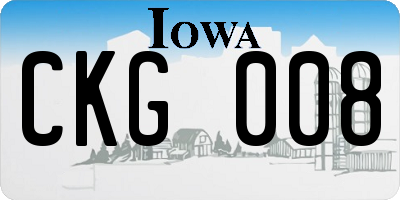 IA license plate CKG008