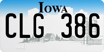 IA license plate CLG386
