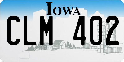 IA license plate CLM402