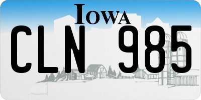 IA license plate CLN985