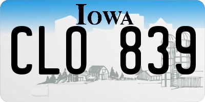 IA license plate CLO839