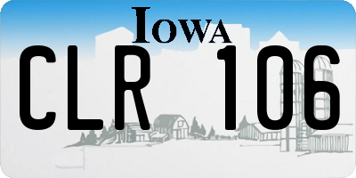 IA license plate CLR106