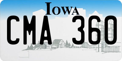 IA license plate CMA360