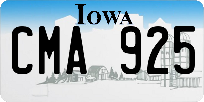 IA license plate CMA925