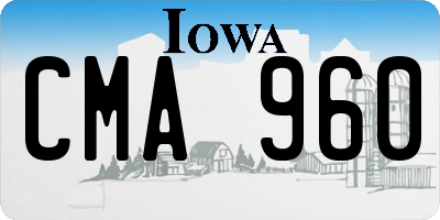 IA license plate CMA960