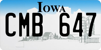 IA license plate CMB647