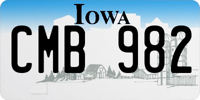 IA license plate CMB982