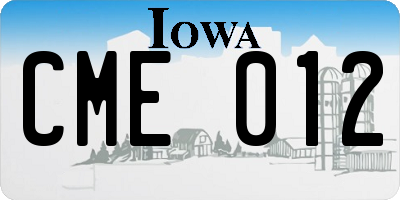 IA license plate CME012