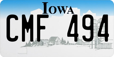 IA license plate CMF494