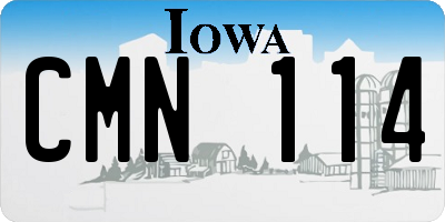 IA license plate CMN114