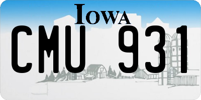 IA license plate CMU931