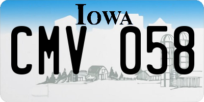 IA license plate CMV058