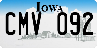 IA license plate CMV092