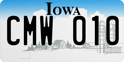 IA license plate CMW010