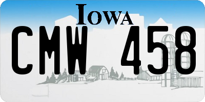 IA license plate CMW458