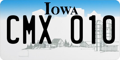 IA license plate CMX010
