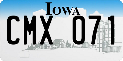 IA license plate CMX071