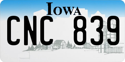 IA license plate CNC839
