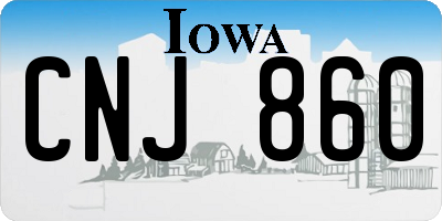 IA license plate CNJ860