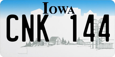 IA license plate CNK144