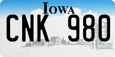 IA license plate CNK980