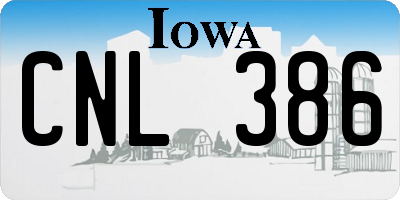 IA license plate CNL386