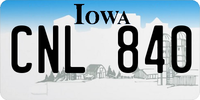 IA license plate CNL840