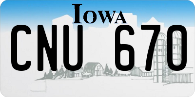 IA license plate CNU670