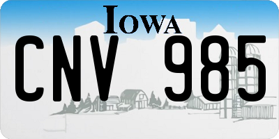 IA license plate CNV985