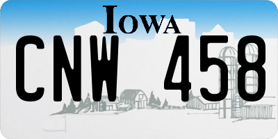 IA license plate CNW458