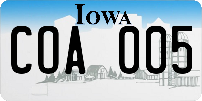 IA license plate COA005