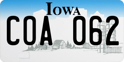 IA license plate COA062